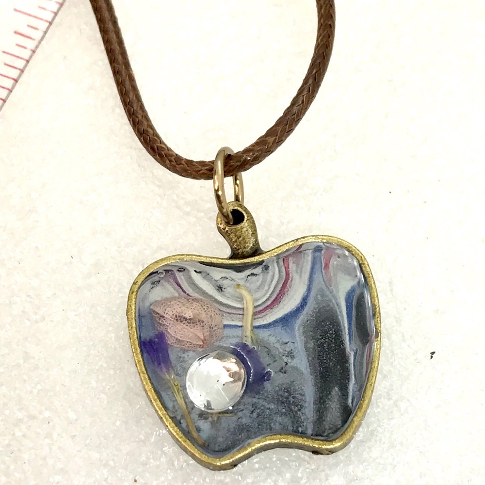 Handmade necklace Apple pendant comes with cord NSN display